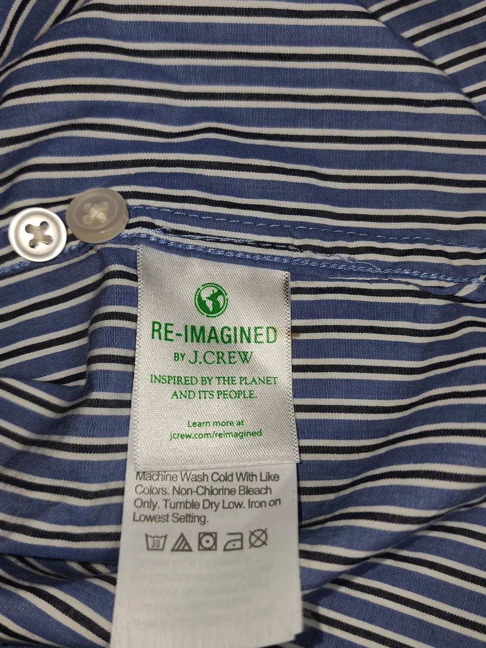 J. Crew Classic Blue and White Striped Grandad Collar Button-Down Shirt Size 4